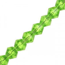 Faceted glass bicone beads 4mm Tranparent light green